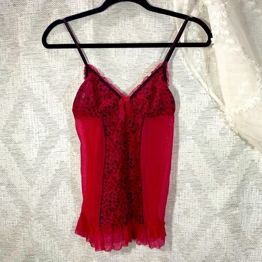 DKNY red lace chemise size S